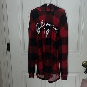 No Boundaries Red and Black Plaid Hoodie